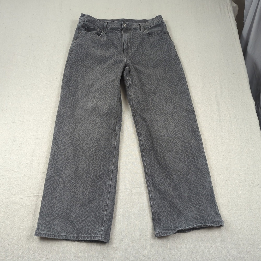 American Eagle Jeans Womens 12 Black Stovepipe High Rise Snake Skin Pattern